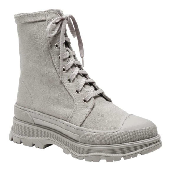 Free People Camp Out womens canvas lace up military boot in Dove Grey size 8 - Picture 5 of 15